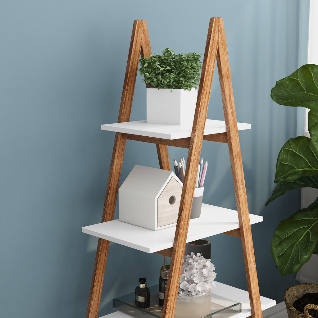 Solid bamboo wood oxford 'A' frame ladder display bookshelf - Grand Goldman Shop