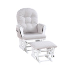 Mason Glider and Ottoman White Wood and Woven Gray Fabric - Grand Goldman Shop