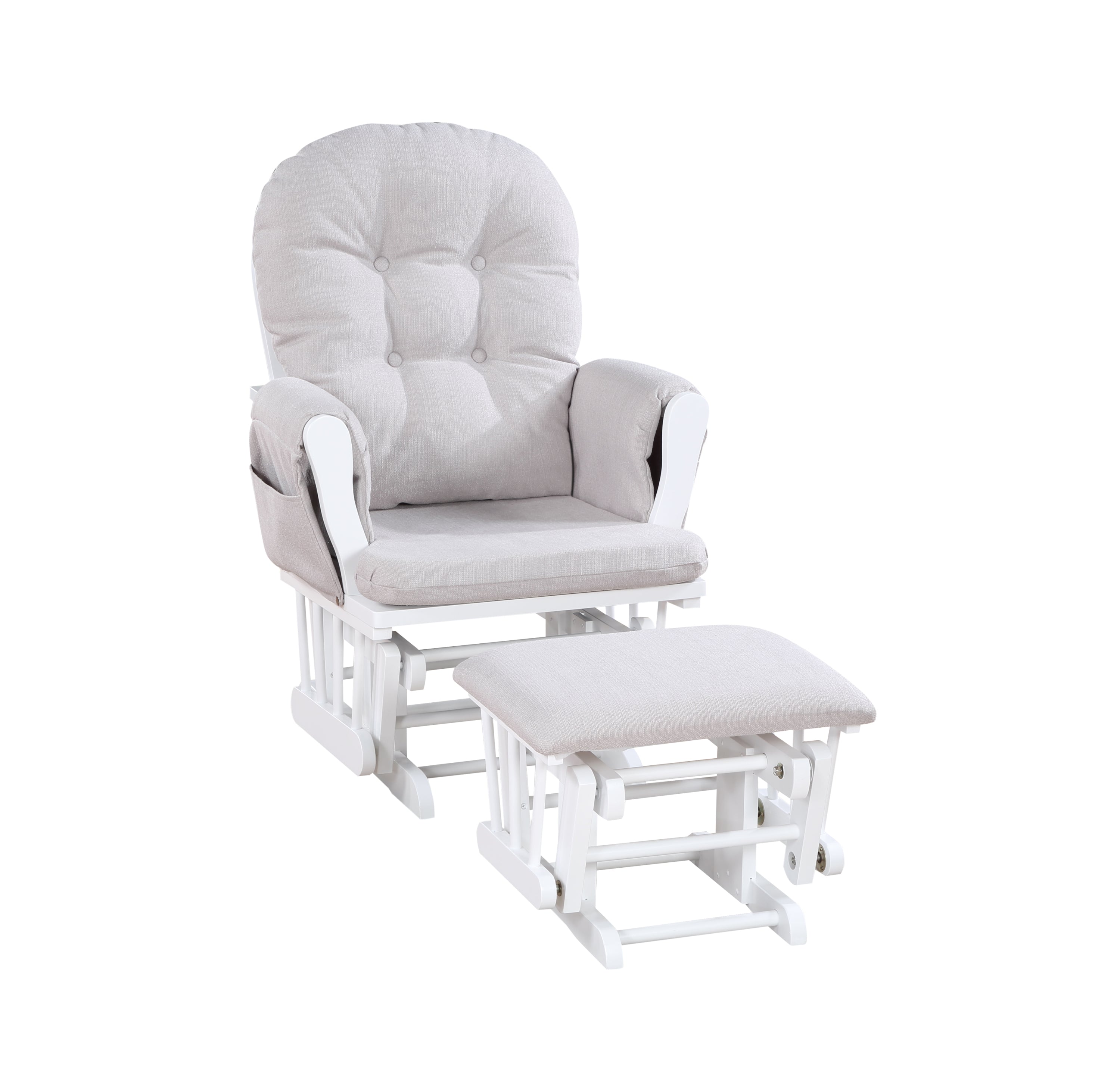 Mason Glider and Ottoman White Wood and Woven Gray Fabric - Grand Goldman Shop