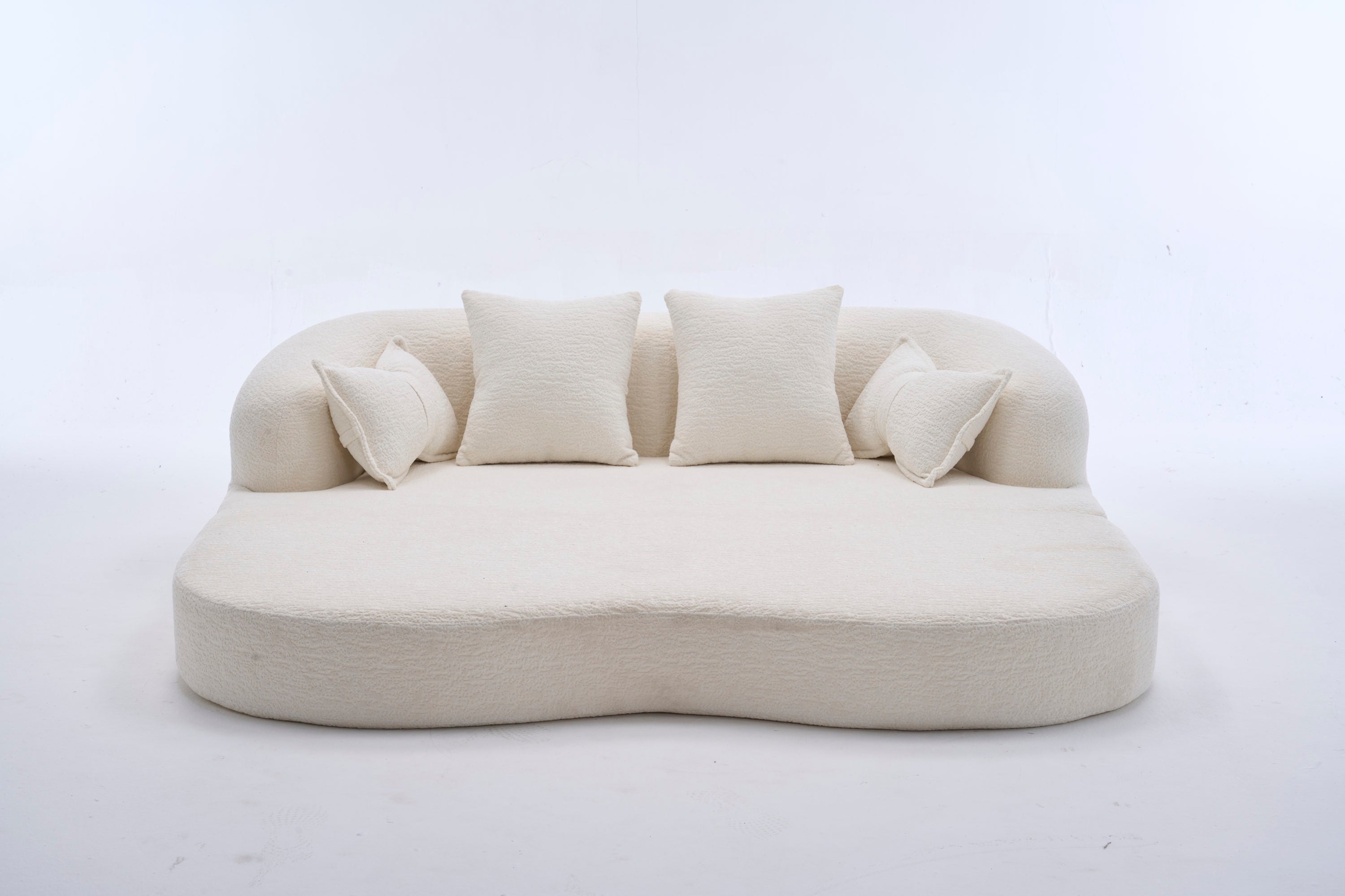 2-in-1 Foldable Sofa Bed,70 Inch Folding Boneless Couch Convertible Compressed Sleeper Sofabed, 4 Pillows for Living Room Apartment, Milk White - Grand Goldman Shop