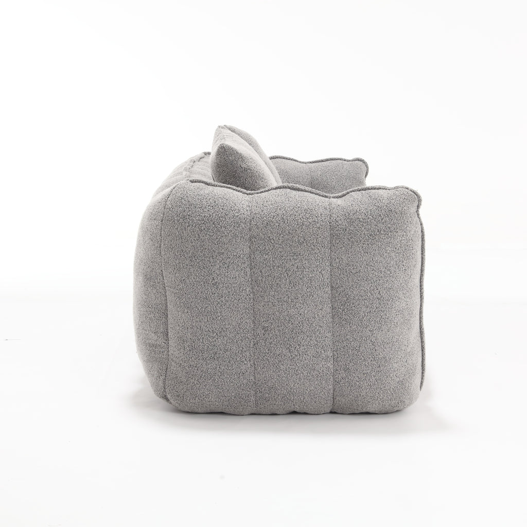 Cozy Beanbag Chair with High Resilience Foam Core for Two - Grey Chenille, 66x35x25 inches - Grand Goldman Shop