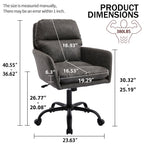 Gray PU Leather Office Chair with Adjustable Height, Black Base, Ergonomic Design for Office Bedroom Dressing Table Use - Gra