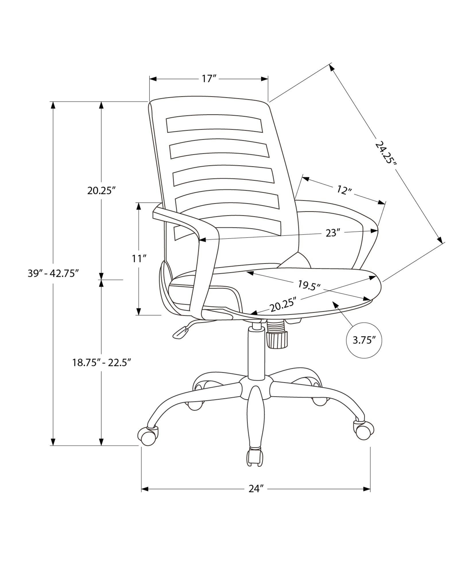Office Chair, Adjustable Height, Swivel, Ergonomic, Armrests, Computer Desk, Work, Grey Mesh, Chrome Metal, Contemporary, Mod