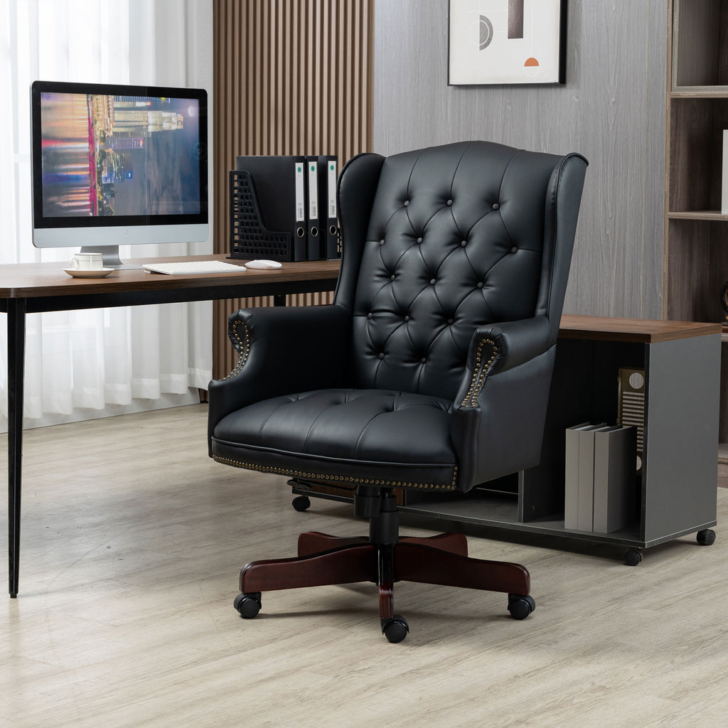Executive Office Chair Comfortable Desk Chair - Ergonomic Design - Thick Padded Seat and Backrest - PU Leather Desk Chair wit