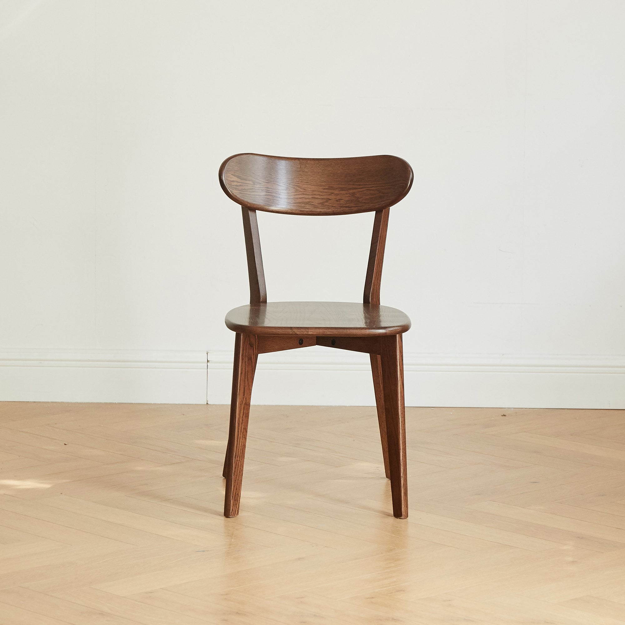 Natural Oak Dining Chair Set of 2 - Solid Wood, Walnut Finish, 46.5 * 54 * 80cm - Grand Goldman Shop
