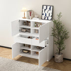 White wooden storage cabinet with 4 doors and 2 drawers - Grand Goldman Shop