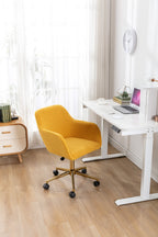 Modern Teddy Fabric Material Adjustable Height 360 Revolving Home Office Chair With Gold Metal Legs And Universal Wheel For I