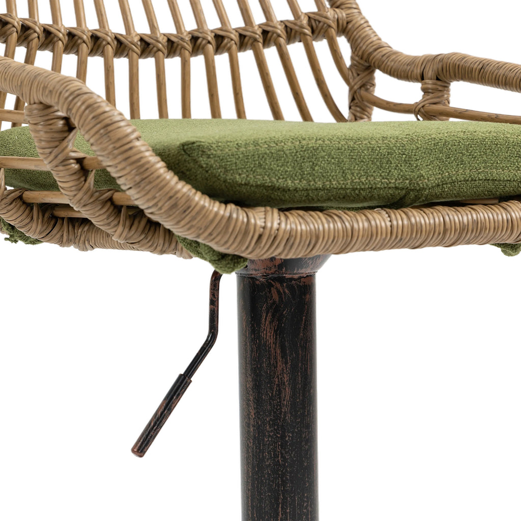 COOLMORE Modern Swivel Bar Stools Set of 2 with Adjustable Height and Footrest in Green Linen - Grand Goldman Shop