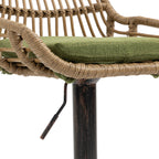 COOLMORE Modern Swivel Bar Stools Set of 2 with Adjustable Height and Footrest in Green Linen - Grand Goldman Shop