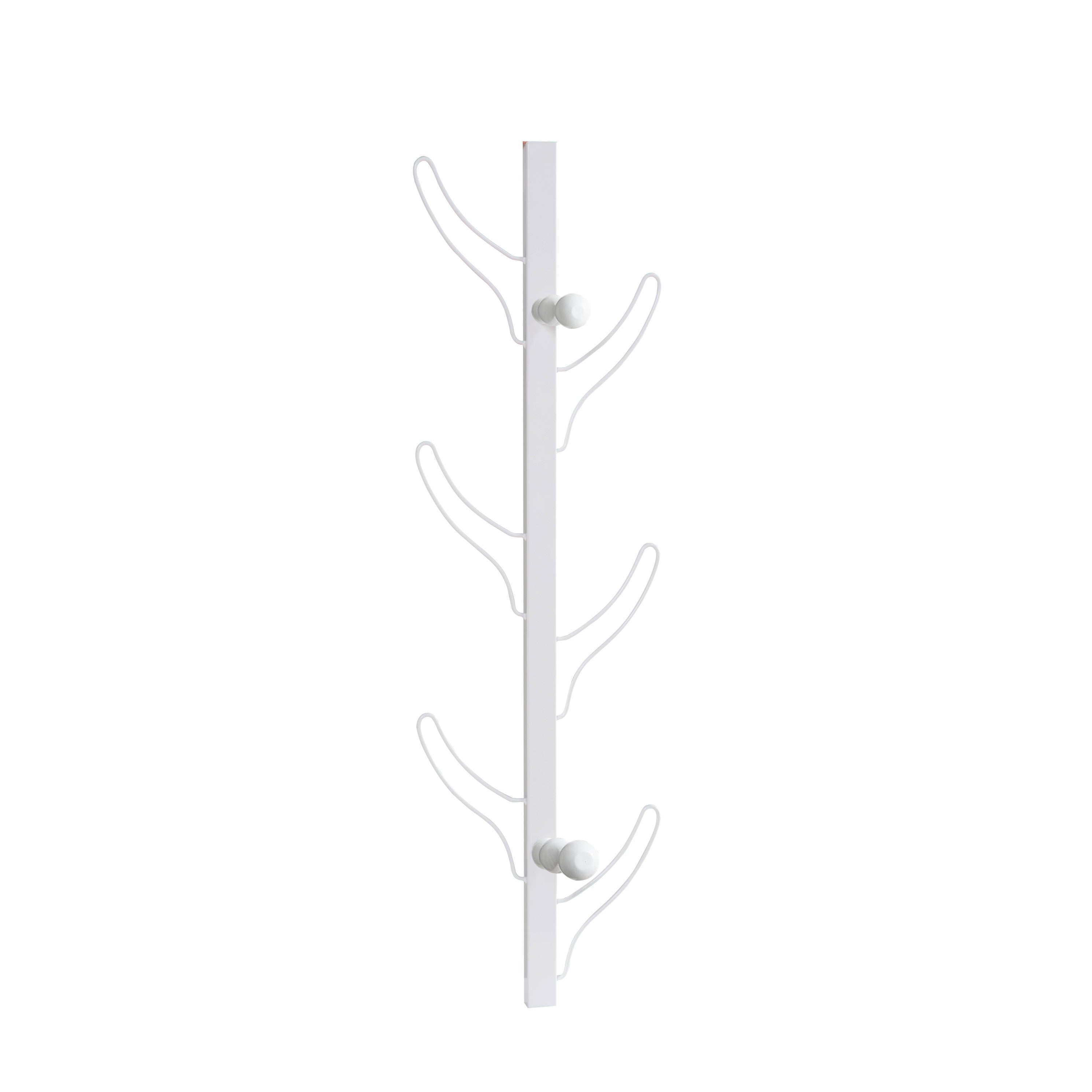 Vertical Eight Hook Coat Rack Wall Mount - White - Grand Goldman Shop