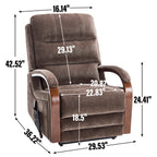 Power Brown Chenille Lift Recliner Chair Dual Motor Infinite Position Up to 350 LBS with Solid Wood Armrests, Heat Massage and Heavy Duty Motion Mechanism - Grand Goldman Shop