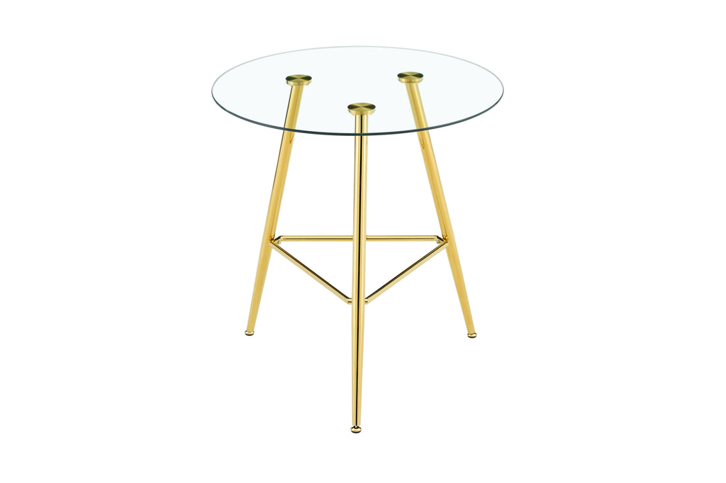 36 Inch Height Bar Table, 34 Inch Round Tempered Glass Top Pub Table with Chrome-Plated Golden Metal Legs, Modern Bistro Table for Kitchen Island/Bar/Cafe - Grand Goldman Shop