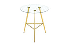 36 Inch Height Bar Table, 34 Inch Round Tempered Glass Top Pub Table with Chrome-Plated Golden Metal Legs, Modern Bistro Table for Kitchen Island/Bar/Cafe - Grand Goldman Shop