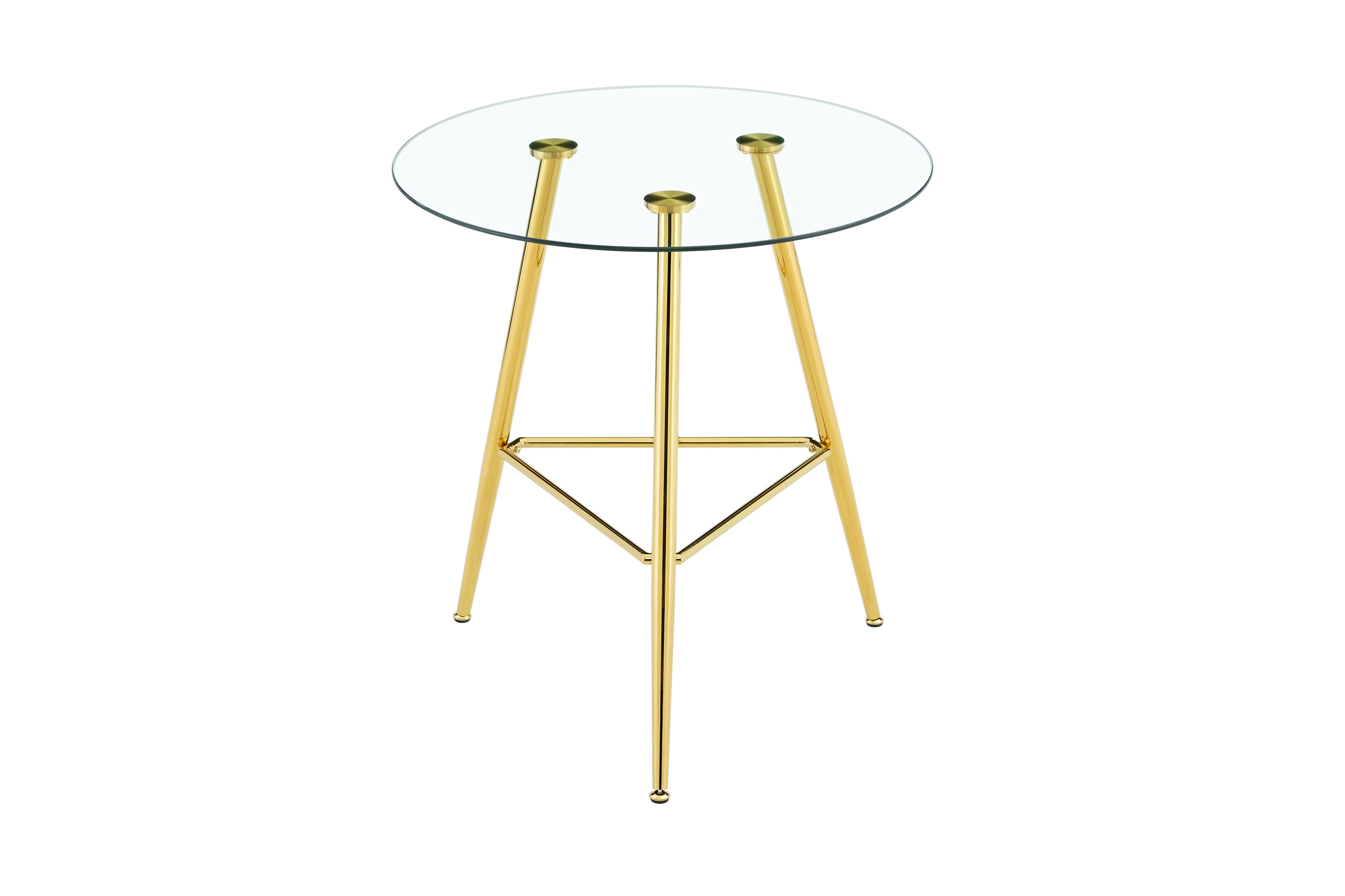 36 Inch Height Bar Table, 34 Inch Round Tempered Glass Top Pub Table with Chrome-Plated Golden Metal Legs, Modern Bistro Table for Kitchen Island/Bar/Cafe - Grand Goldman Shop