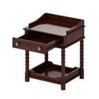 Retro Style Nightstand with Drawer and Open Shelf for Bedroom, Bedside Table with Turned Legs and Metal Handle,Walnut - Grand Goldman Shop