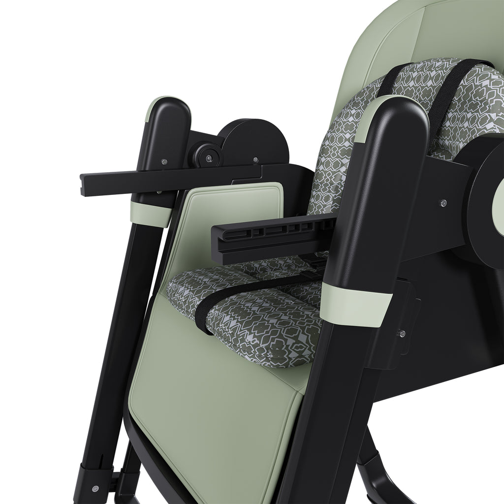 Convertible Baby High Chair to Rocker with 5-Point Harness, Foldable Infant Feeding Chair in Dark Green with Removable 2-Tier