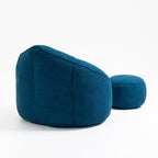 Bedding Bean Bag Sofa Chair with High-Pressure Foam and Footrest, Blue Microfiber - Grand Goldman Shop