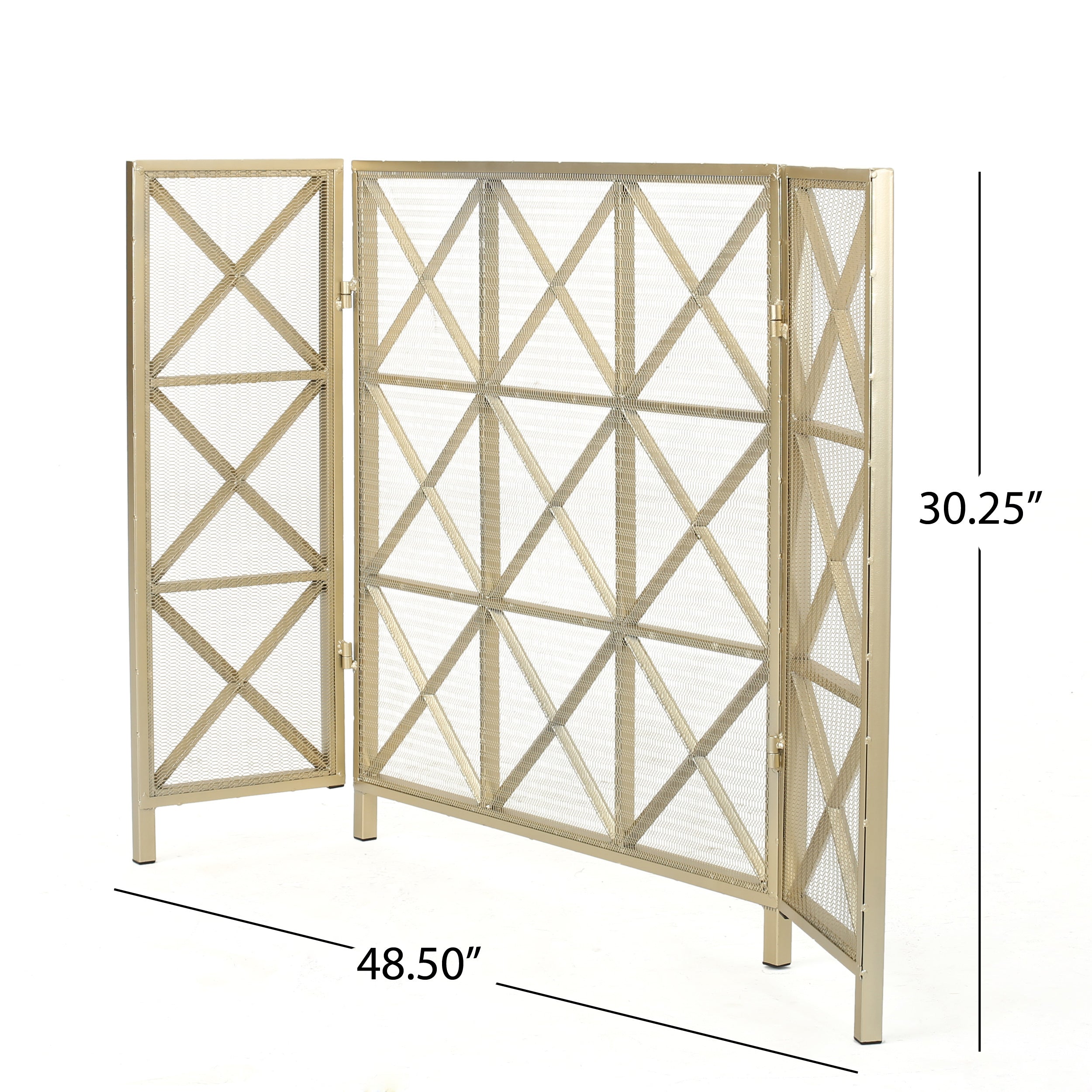 Margaret 3-Panel Fireplace Screen Iron Black/Gold - Grand Goldman Shop