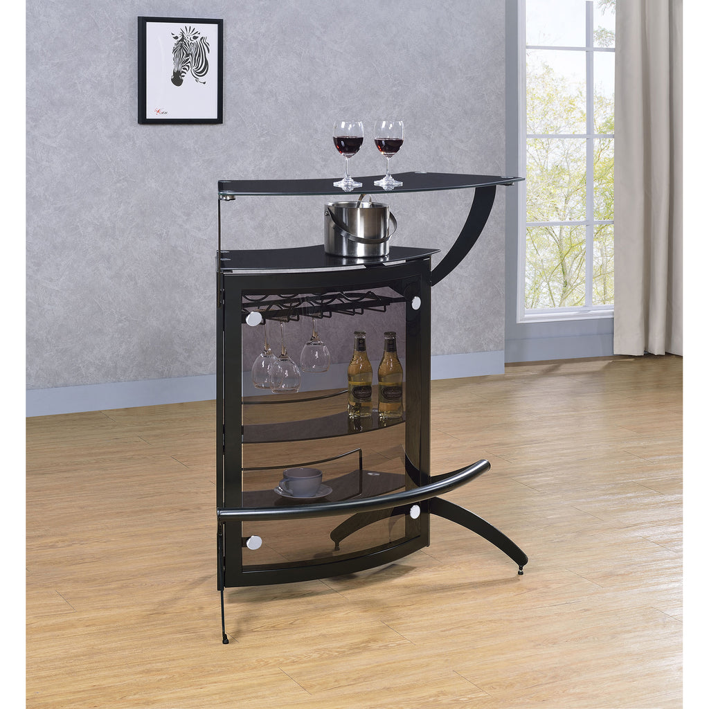 Elaina Black 2-shelf Home Bar - Grand Goldman Shop