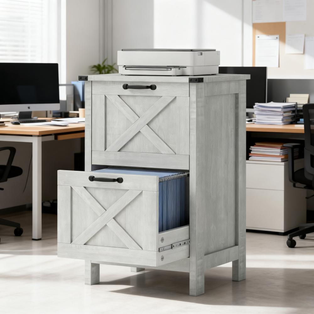 Farmhouse Office Storage Cabinet File Cabinet with 2 Drawers - Grand Goldman