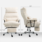 Overstuffed Office Chair with Lumbar Support , Cream White | Premium Home Decor - Grand Goldman