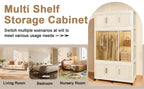 Portable Wardrobe Closet Storage Organizer with 9 Magnetic Doors, Cream White, - Grand Goldman Shop