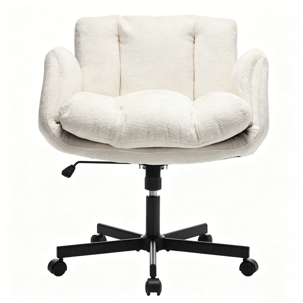 Modern Chenille Swivel Office Chair, Height Adjustable Task Chair with Convertible Multi-Position Armrests,Comfy Double Cushi
