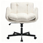 Modern Chenille Swivel Office Chair, Height Adjustable Task Chair with Convertible Multi-Position Armrests,Comfy Double Cushi