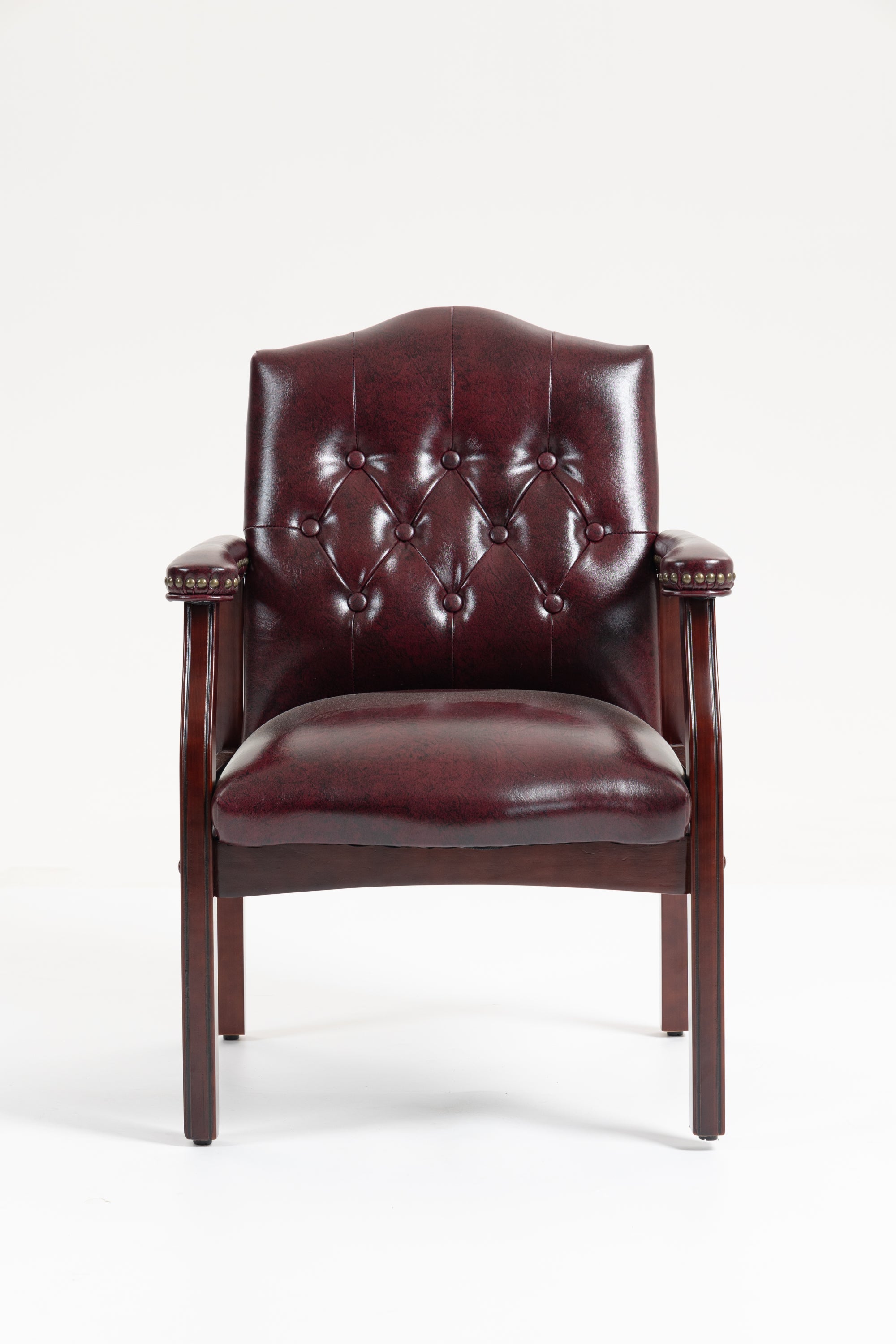 Leather Reception Guest Chairs  W/Padded Seat and Arms Ergonomic Mid-Back Office Executive Side Chair for Meeting Waiting Roo