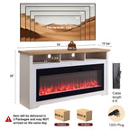70 inch Fireplace TV Stand for TVs up to 70',with 60'smart Electric Fireplace,white - Grand Goldman Shop