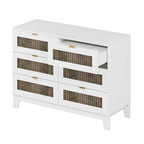 4-Pieces Bedroom Sets, Queen Size Farmhouse Platform Bed with Wooden Strip Stickers Decoration, Storage Nightstand and Dresser with Metal Handle, White(Old SKU: HL000191AAK) - Grand Goldman Shop