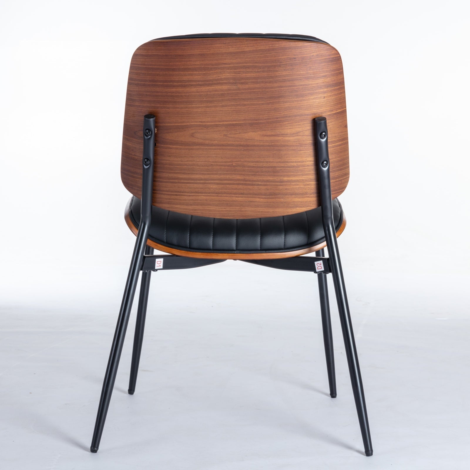 A&A Furniture, Dining Chairs Set of 2 Mid Century Modern Retro Faux Leather Chair with Walnut Bentwood Back Upholstered Seat Metal Legs Adjustable Foot for Kitchen Dining Room Chairs(Black PU) - Grand Goldman Shop