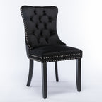 Nikki Collection Modern, High-end Tufted Solid Wood Contemporary Velvet Upholstered Dining Chair with Wood Legs Nailhead Trim 2-Pcs Set, Black, SW2001BK - Grand Goldman Shop