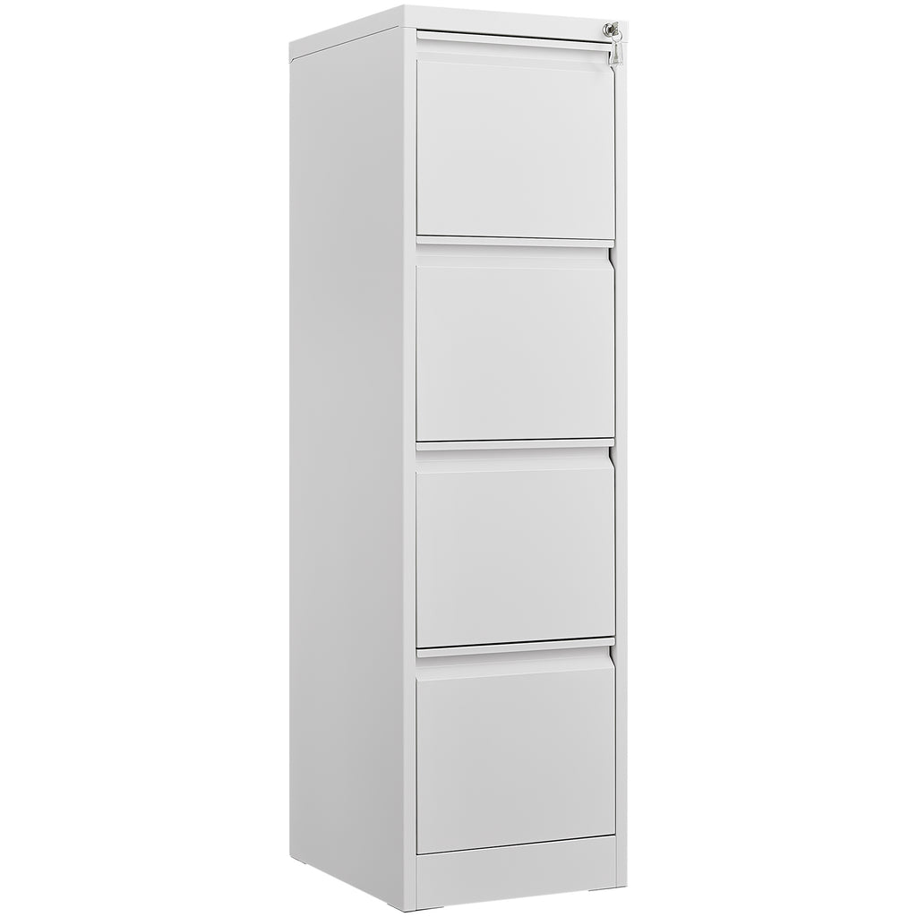 Steel Vertical File Cabinet with Lock, 4 Drawer, Metal Storage for A4/Legal/Letter Size, White | Premium Home Decor - Grand G