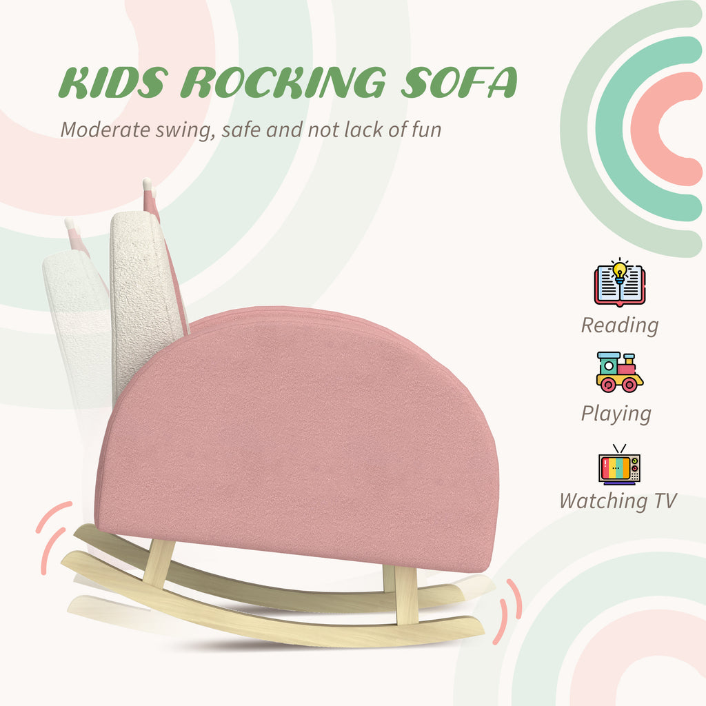 Qaba Kids Rocking Chair, Princess Crown Toddler Chair, Children's Armchair Rocker with Rainbow Backrest for Bedroom, Playroom
