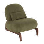 Cute Accent Chair with Solid Wood Legs, Velvet Living Room Chair with Soft Cushion, Cozy Bedroom Chair, Comfy Armless Reading Chair for Apartment, Waiting Room, Balcony (Green) - Grand Goldman Shop