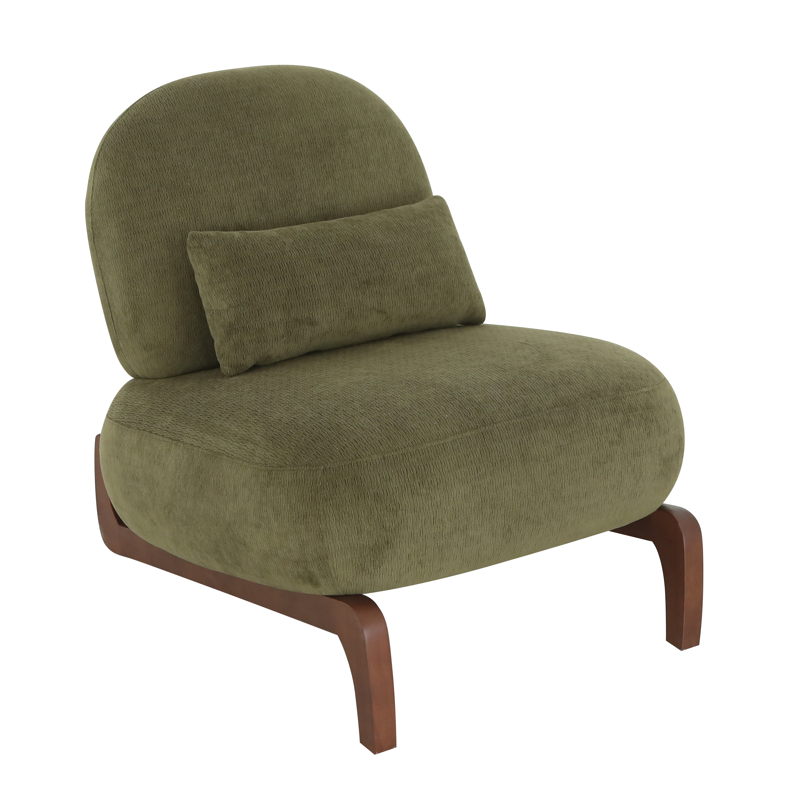 Cute Accent Chair with Solid Wood Legs, Velvet Living Room Chair with Soft Cushion, Cozy Bedroom Chair, Comfy Armless Reading Chair for Apartment, Waiting Room, Balcony (Green) - Grand Goldman Shop