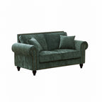 Modern 2-Seater Sofa with Rolled Arms, Tufted Upholstery, Wood Legs, Nailhead Trim, Beige Fabric, 63' - Grand Goldman Shop