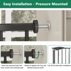 Black Pressure-Mounted Baby Gate for Stairs and Doorways, 29.5-44.1' Wide, Steel and ABS Construction, Easy Walk-Through Safe