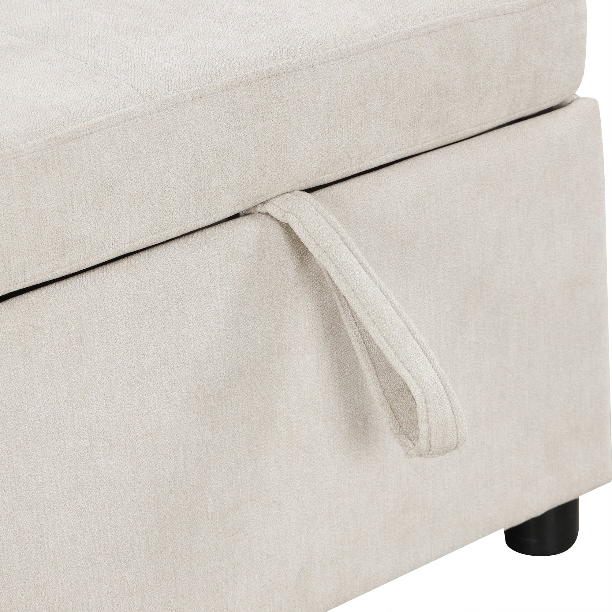 Convertible L-shaped Beige Sofa Couch with Storage, Cup Holders, USB Ports, Chenille Fabric - Grand Goldman Shop