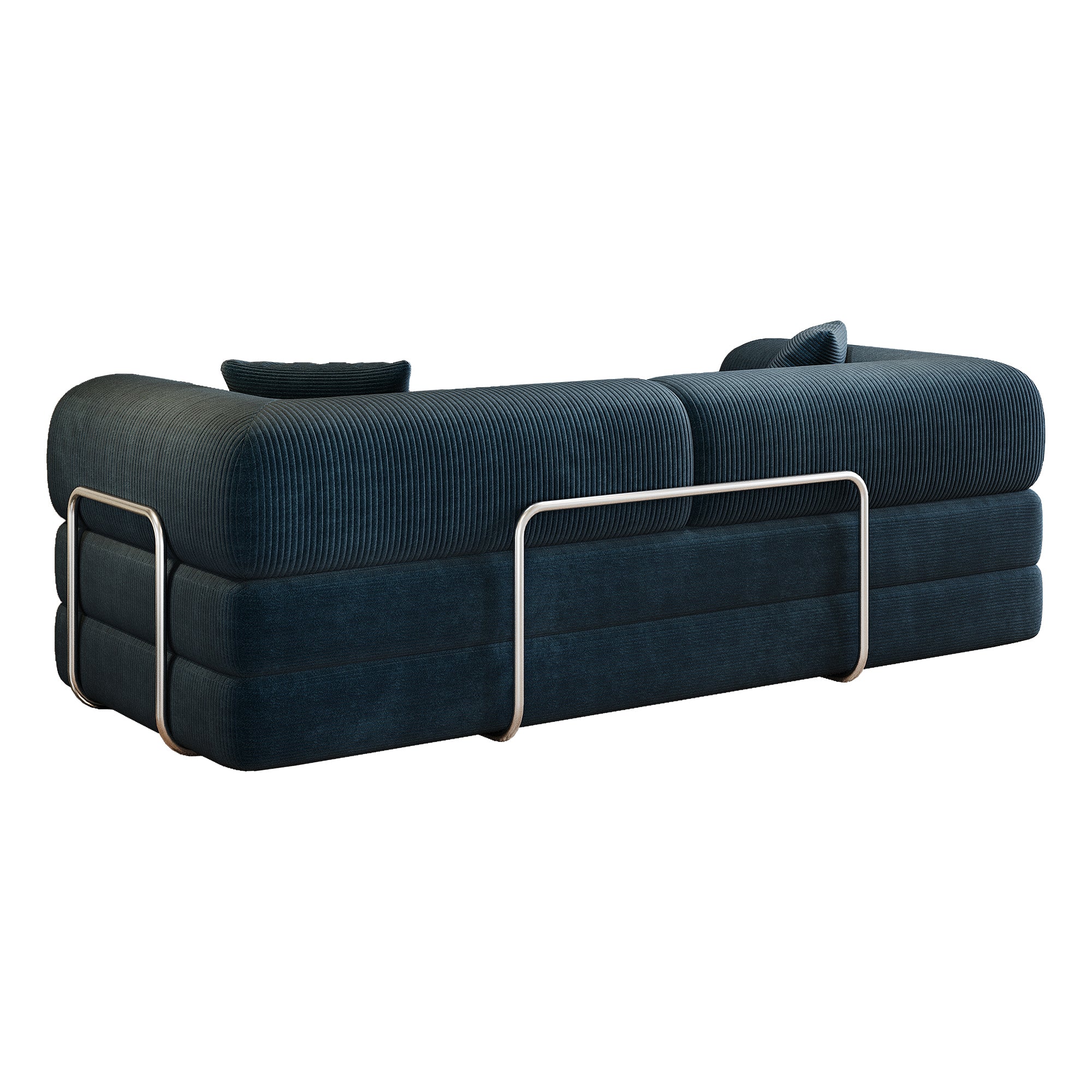 78.8' Compression Sofa,Convertible Floor Sofa Bed-with Pillow Back Support Armrest,Comfy Futon Couch Sleeper Bed,Loveseats Boneless Modular Sectional Sofa,Corduroy fabric,for Living Room,Bedroom,Blue - Grand Goldman Shop
