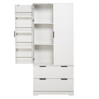 72' Modern Fluted Kitchen Pantry Cabinet with 2 Large Drawers & 8-Door Spice Rack, White MDF Freestanding Storage Organizer for Bathroom, Dining Room, Office, Entryway - Grand Goldman Shop
