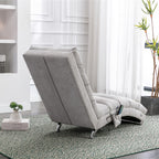 Light Grey Linen Massage Chaise Lounge Indoor with Remote Control, Ergonomic Electric Massage Lounger with 5 Modes - Grand Goldman Shop