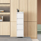 Stylish 4 Drawer Metal Locking Vertical File Cabinet with Wheels - Heavy-Duty Lockable Storage for Home & Office, Black and W