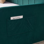 Twin Upholstered Daybed Frame with Trundle, Twin Size Sofa Bed for Bedroom Living Room Guest Room, Wood Slat Support,Emerald - Grand Goldman Shop