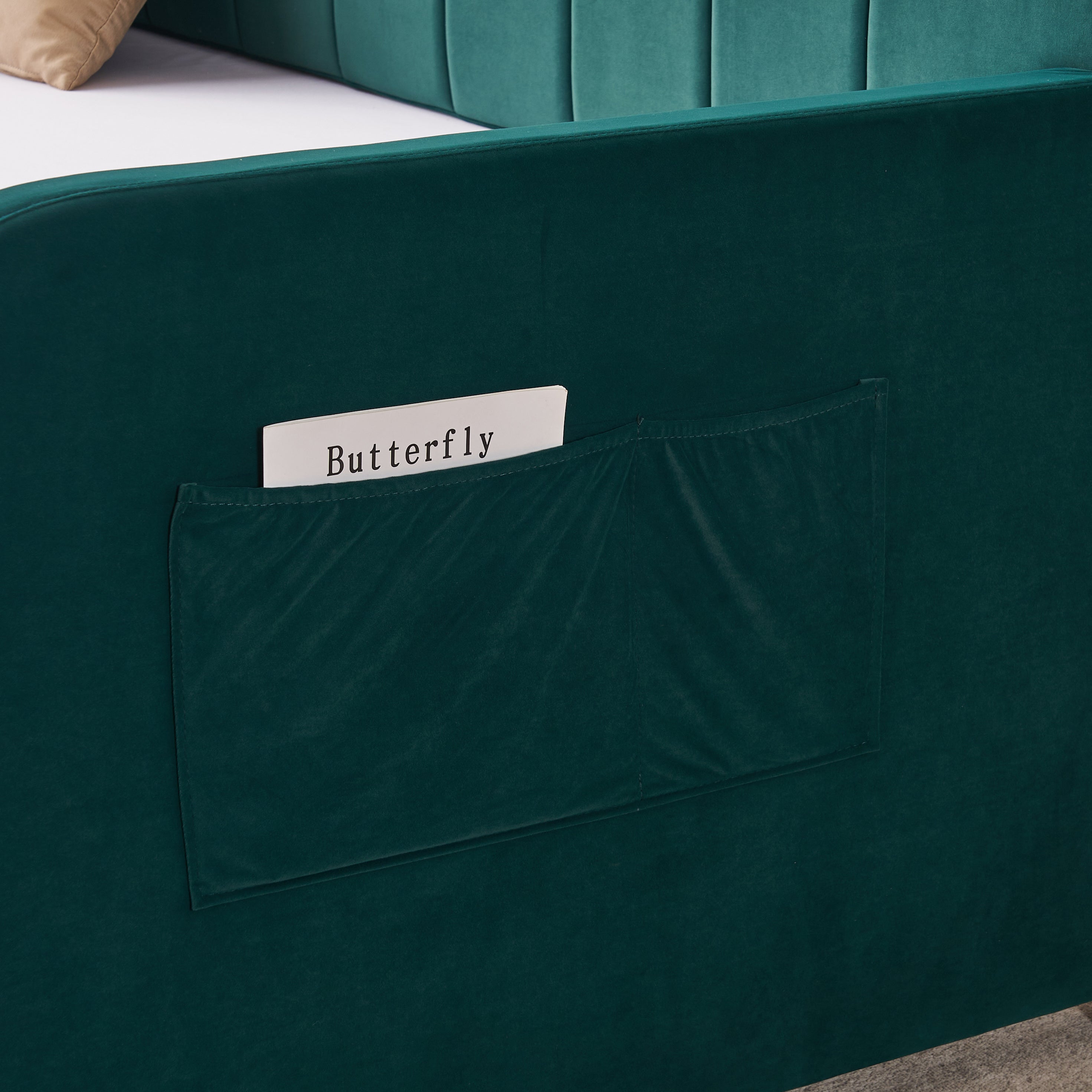 Twin Upholstered Daybed Frame with Trundle, Twin Size Sofa Bed for Bedroom Living Room Guest Room, Wood Slat Support,Emerald - Grand Goldman Shop