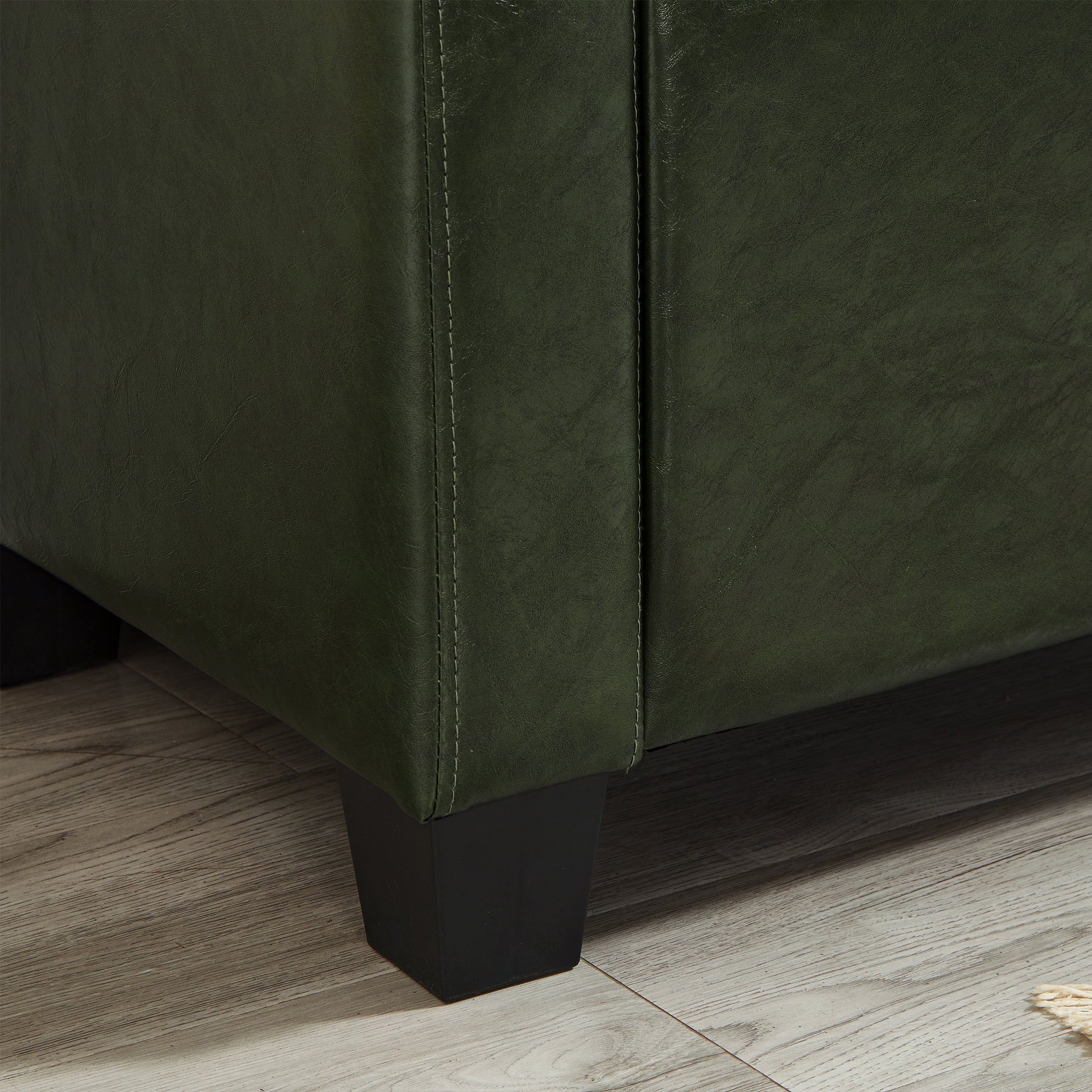 48' Ottoman Bench with Storage, Bench for Bedroom,Living Room,Hallway, Upholstered Tufted Faux Leather PU Ottoman Dark Green - Grand Goldman Shop