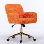 A&A Furniture Office Chair, Artificial Rabbit Hair with Golden Metal Base, Adjustable Swivel Desk Chair, Orange - Shop Qualit
