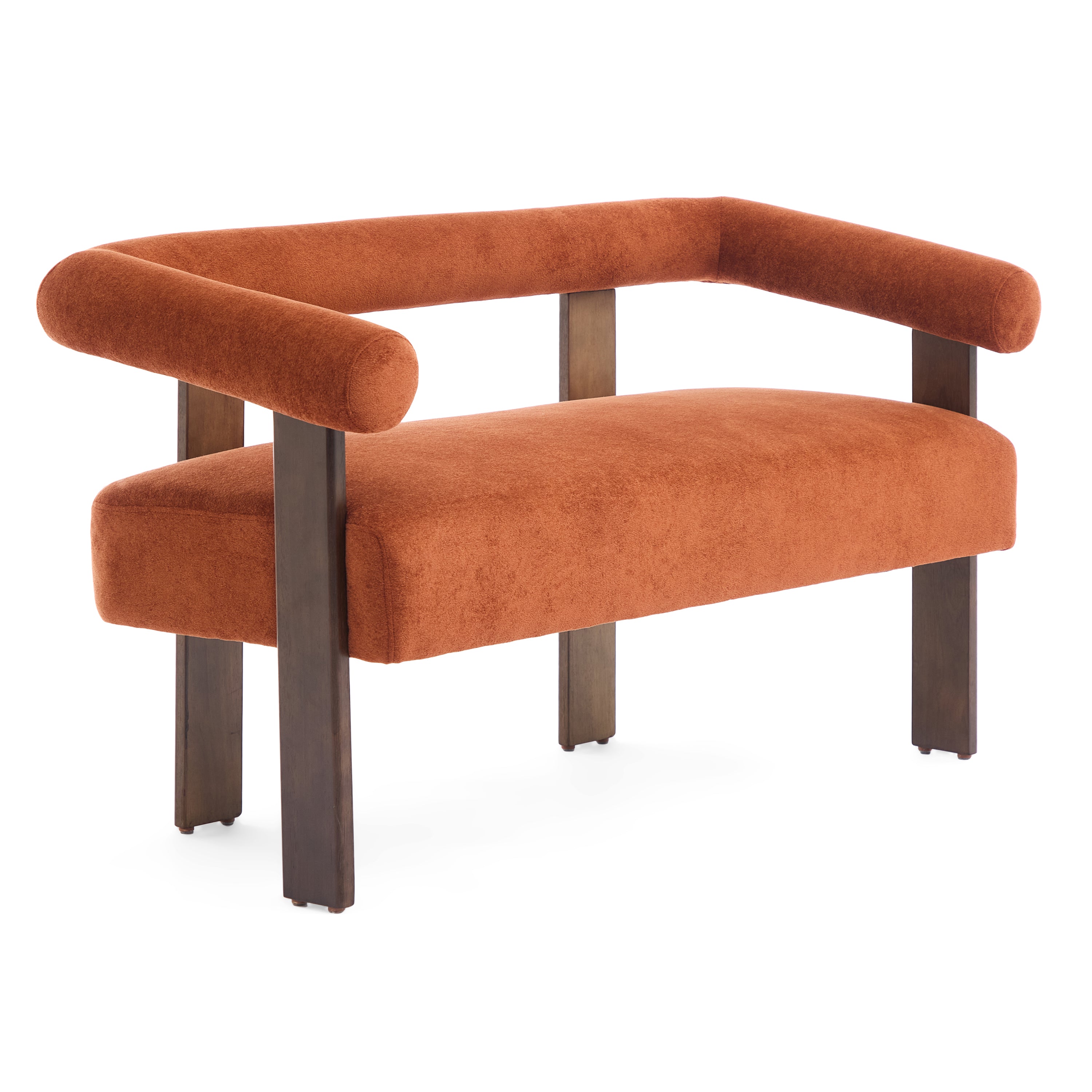 Round armrest loveseat(Dark orange+Brown) - Grand Goldman Shop