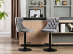 A&A Furniture,Swivel Velvet Barstools Adjusatble Seat Height from 25-33 Inch,17.7 inch base, Modern Upholstered Bar Stools with Backs Comfortable Tufted for Home Pub and Kitchen Island,Gray,Set of 2 - Grand Goldman Shop